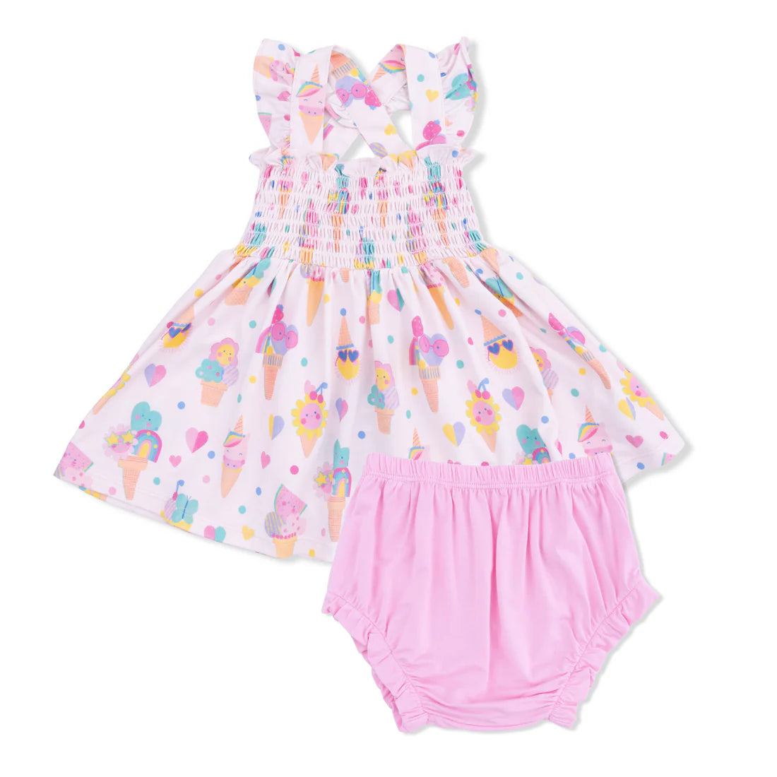 smocked ice cream dress Fun Top with Bloomer – Southern Style Size:2X / US 22-24 Little Girls Sleeveless Chiffon Maxi & Floor LengthMother of the Bride Gingham knit Crafted from luxuriously soft