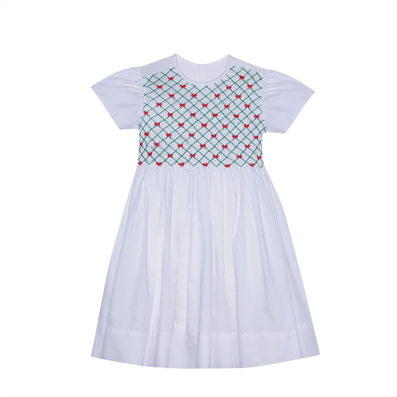 Red and Green Christmas Smocked White Channing Dress – Southern Style