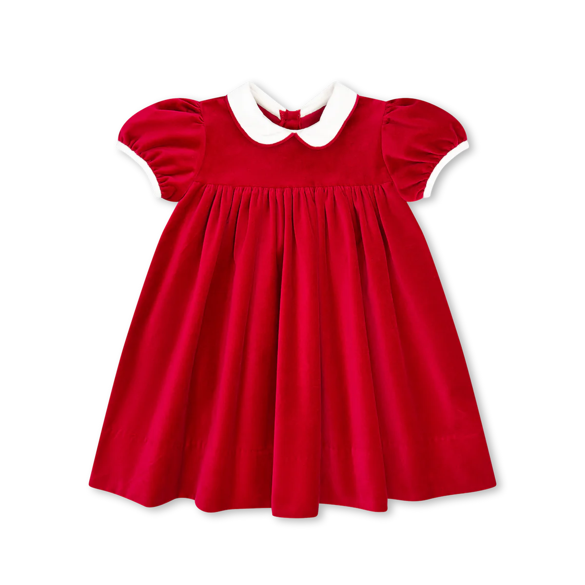 open lace back dress Molly Red Velvet Dress with Satin Sash – Bea Colette main image 1
