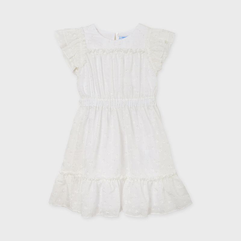 White Chiffon Dress with Star Detailing – Southern Style