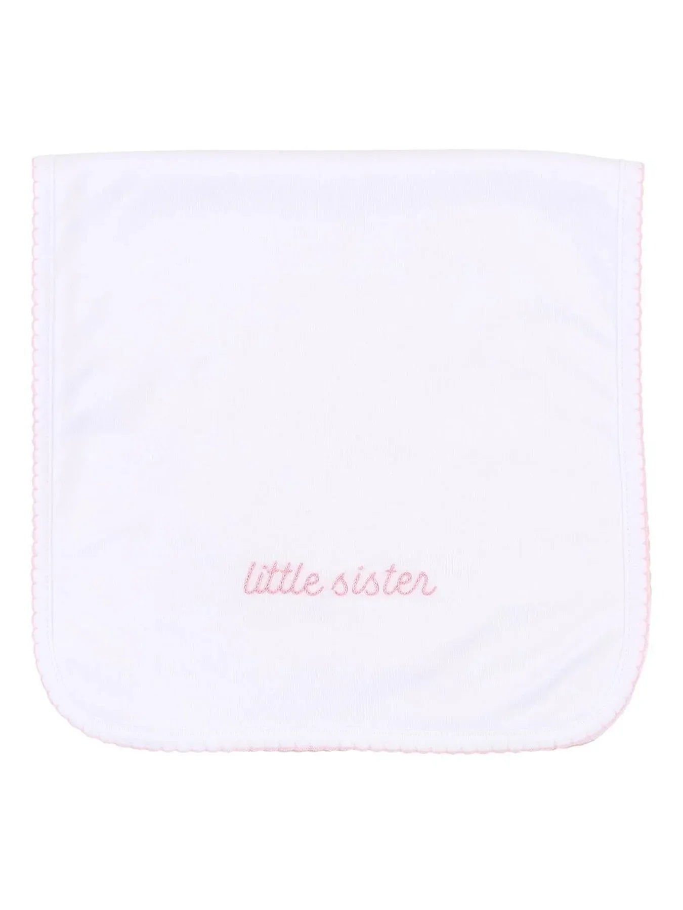 Light Pink Little Sister Embroidered Burp Cloth