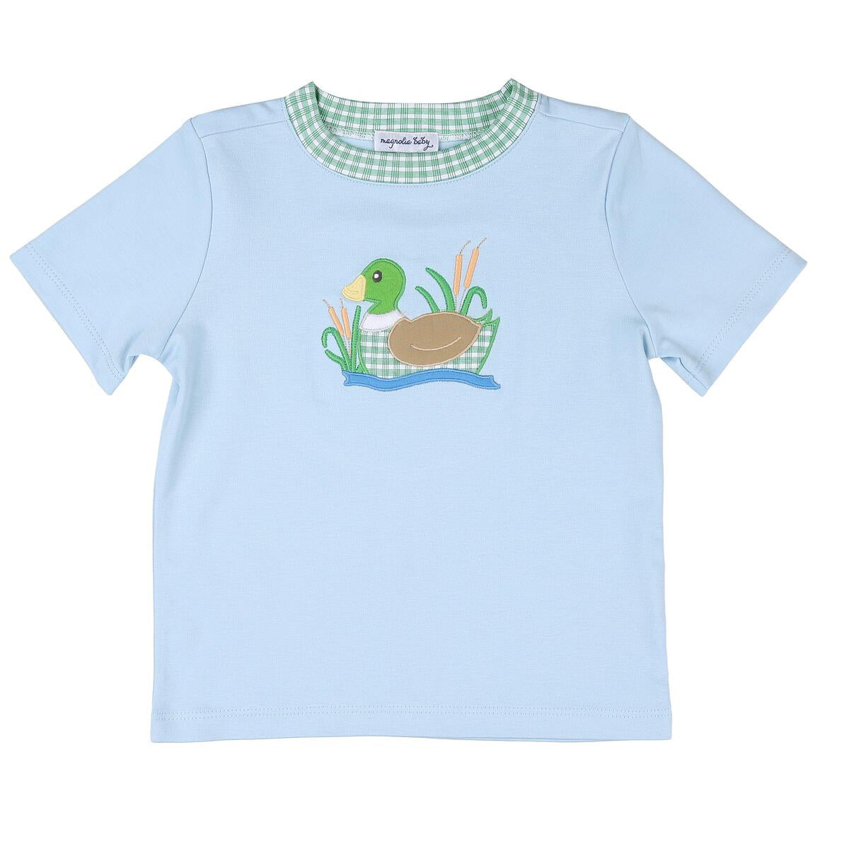 Green Gingham Mallard Applique Toddler T-Shirt