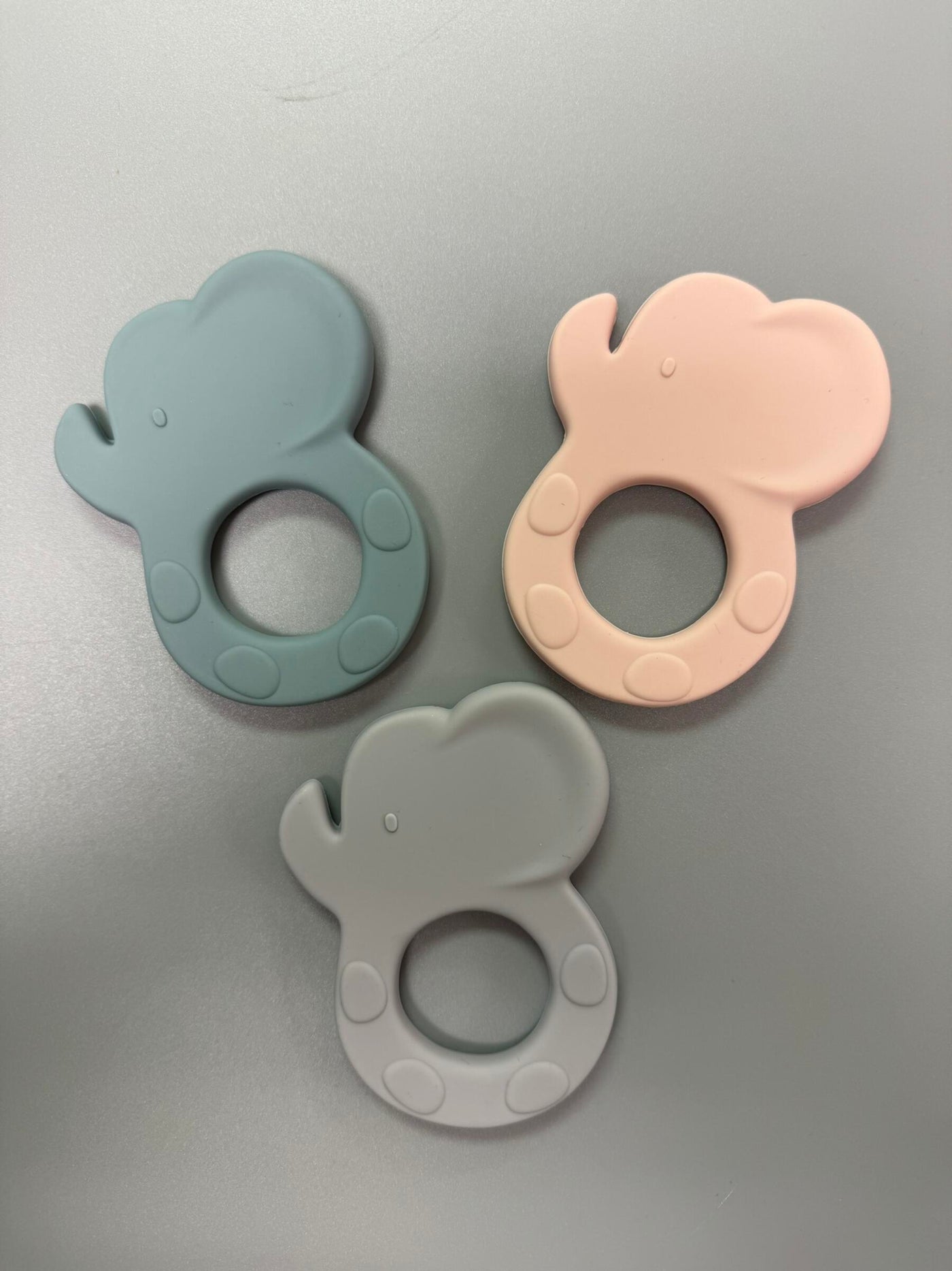 Pale Pink All Silicone Elephant Teething Ring