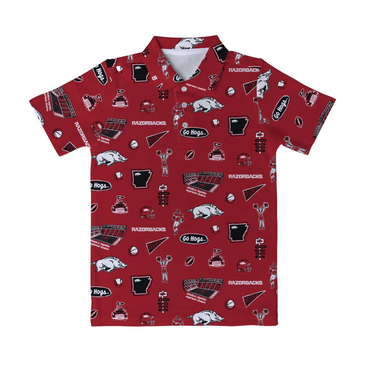 Arkansas Razorbacks Impressions Artwork Repeat Print Short Sleeve Polo