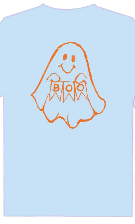 Short Sleeve Light Blue BOO Ghost T-Shirt