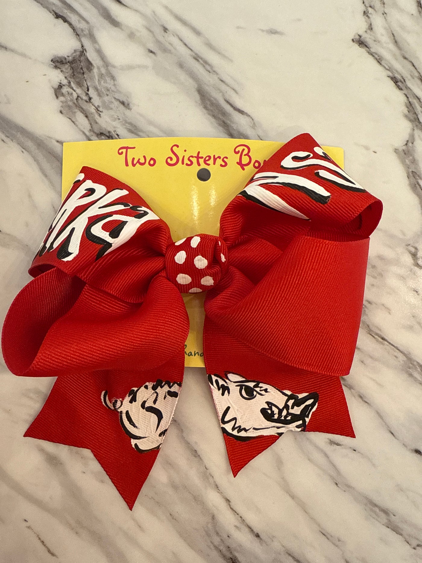 Large Red Arkansas Razorbacks Hand Painted Bow