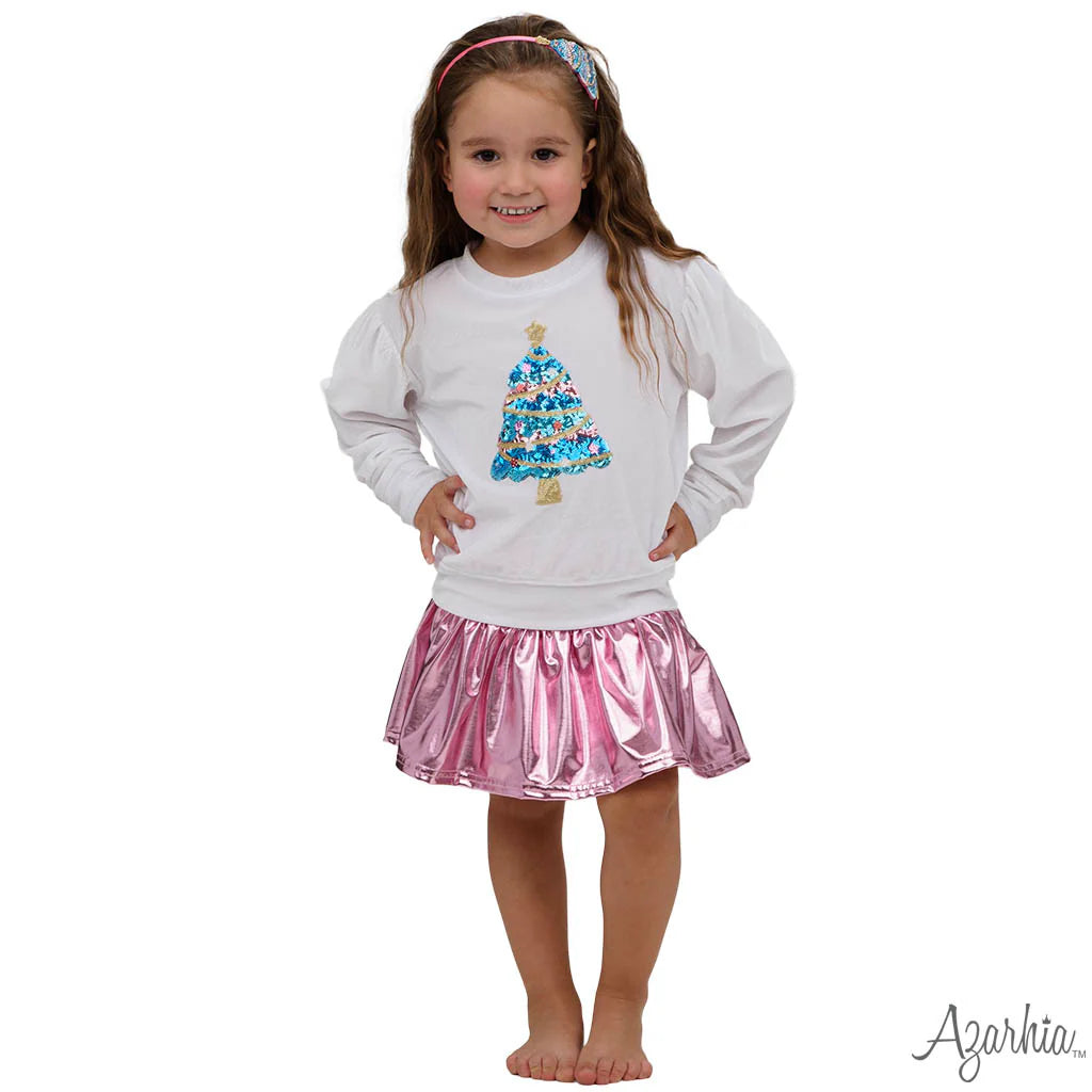 Slick Metallic Gathered Skort in Light Pink