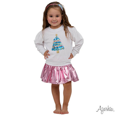 Slick Metallic Gathered Skort in Light Pink