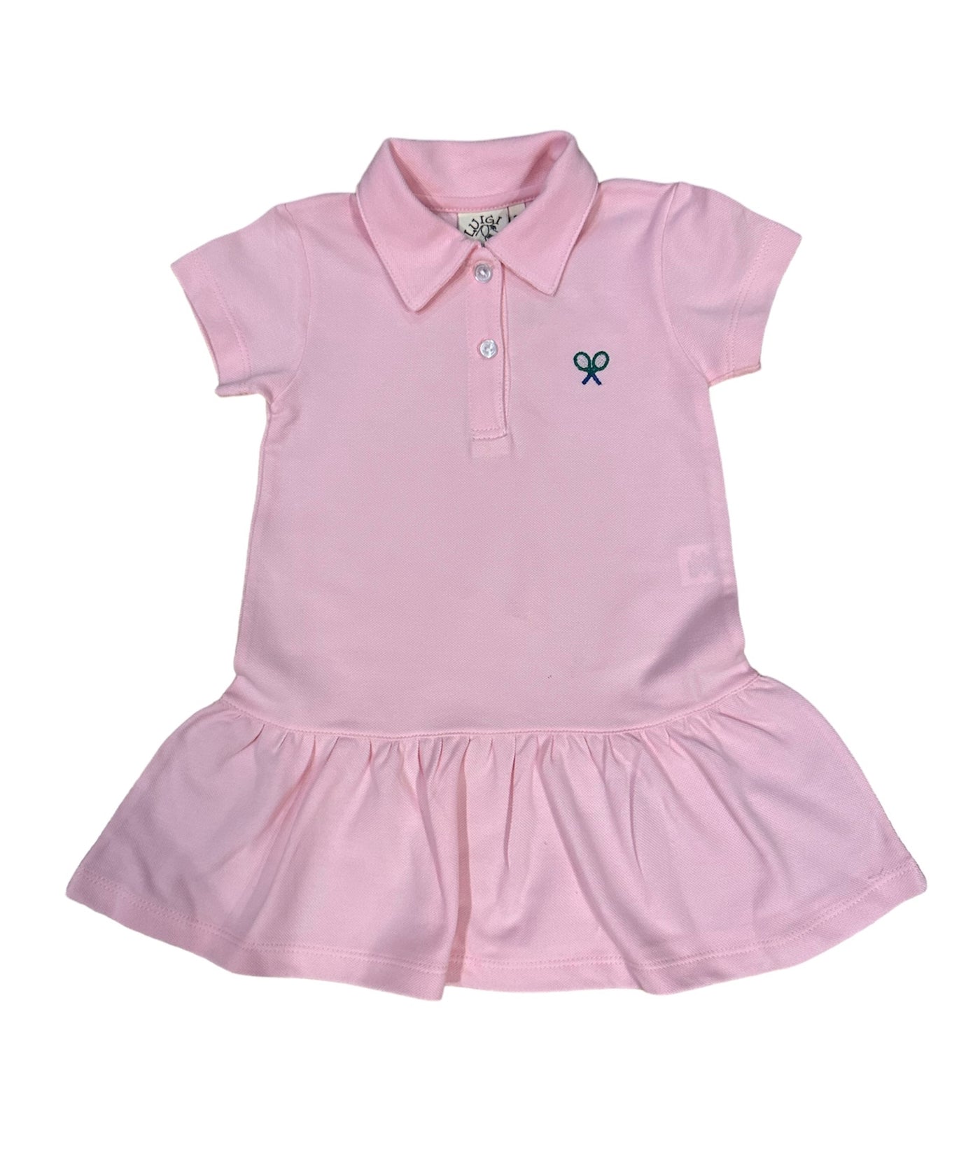 Pique Pink Polo Tennis Dress with Tennis Racquets Embroidery