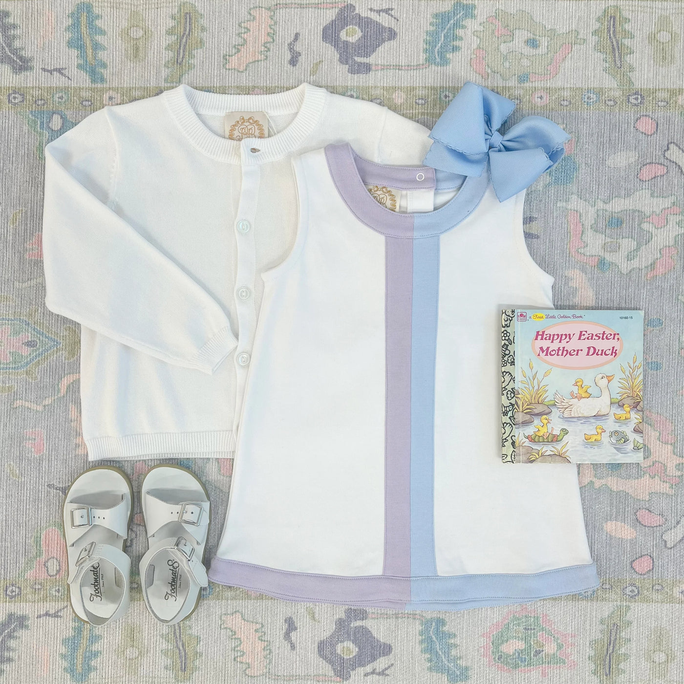 Worth Avenue White with Beale Street Blue and Lauderdale Lavender Daisy Dress