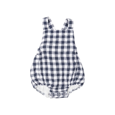 Navy Gingham Retro Sunsuit