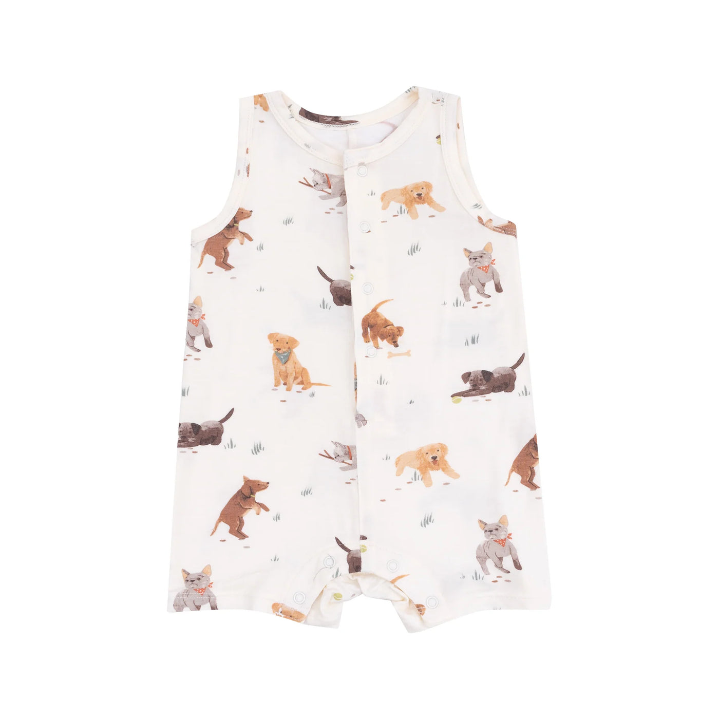 Watercolor Puppies Sleeveless Shortie Romper