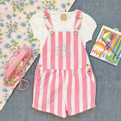 Hamptons Hot Pink Stripe Channing Choo Choo Overalls