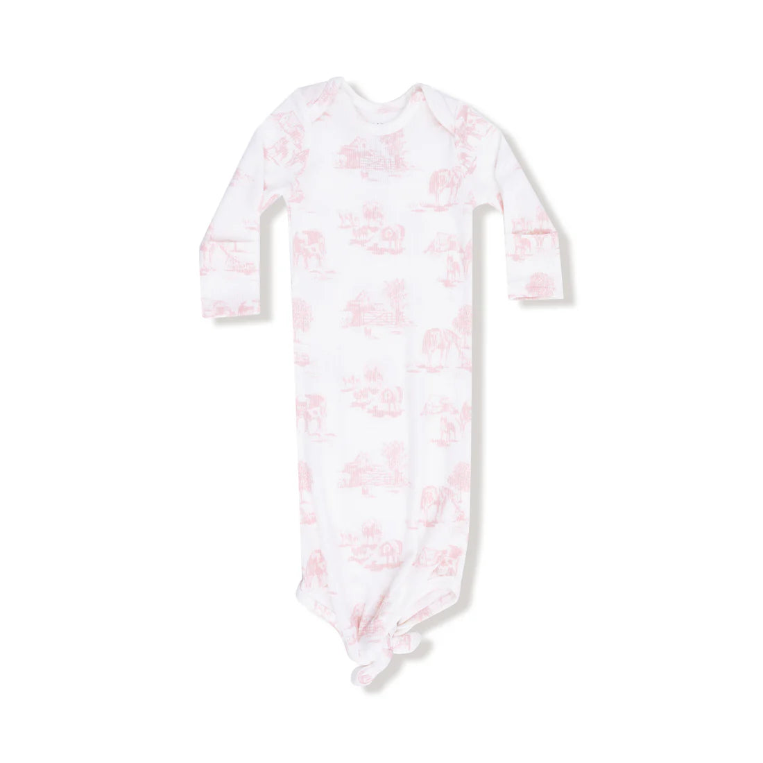 Farm Toile Pink Knotted Gown 0/3m