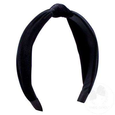 Black Velvet-Wrapped Headband with Knot