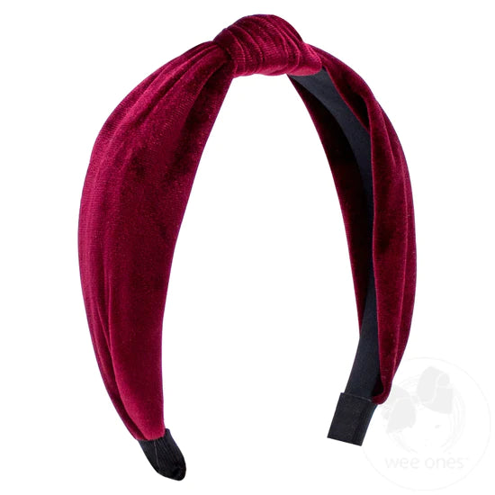 Cranberry Velvet-Wrapped Headband with Knot