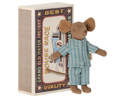 Big Brother Mouse in Matchbox (Blue/White Stripe Pajama Set)