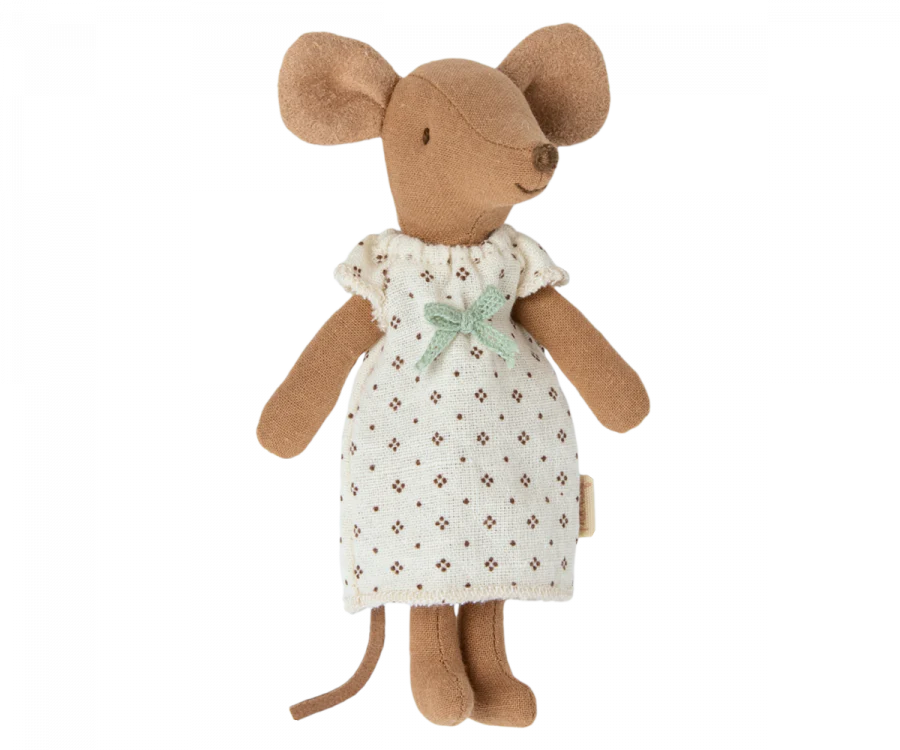 Big Sister Mouse in Box (White Nightgown with Blue Bow)