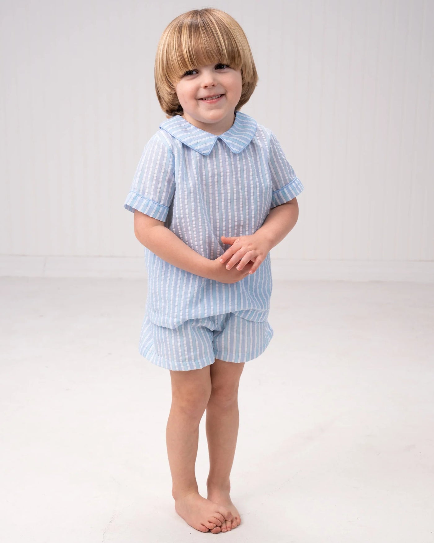 Blue and Green Stripe Liam Short Set