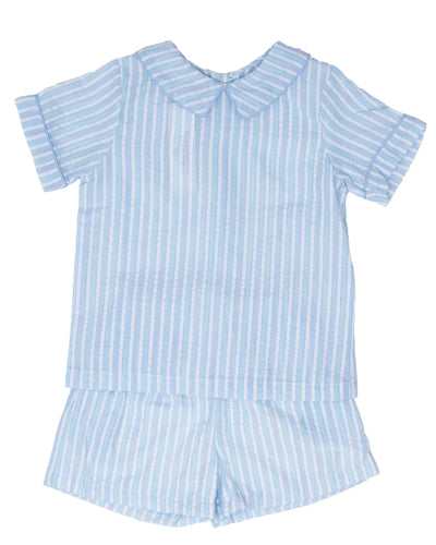 Blue and Green Stripe Liam Short Set