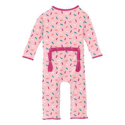 Lotus Sprinkles Print Classic Ruffle Coverall with 2 Way Zipper
