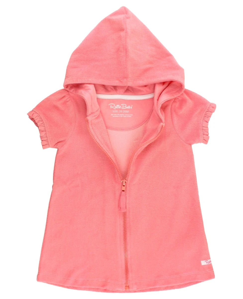 Bubblegum Pink Terry Full-Zip Cover Up