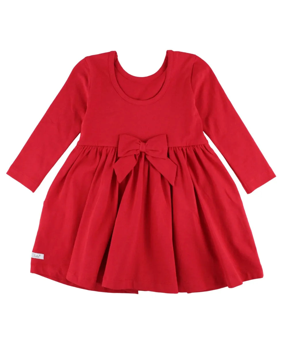 Red Knit Long Sleeve Twirl Dress