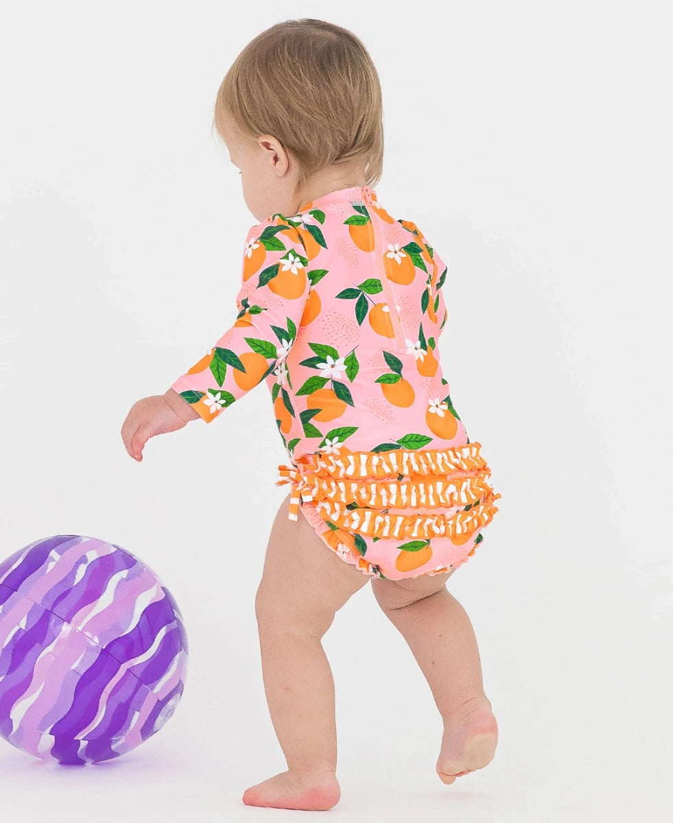 Orange You The Sweetest Long Sleeve One Piece Rash Guard