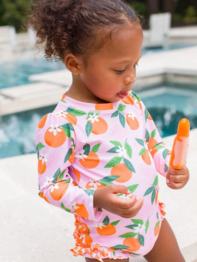 Orange You The Sweetest Long Sleeve One Piece Rash Guard