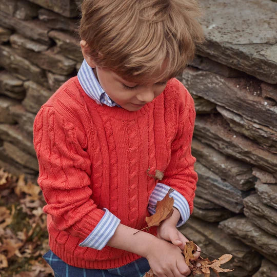 Orange Cableknit Pullover