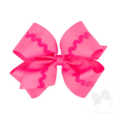 King Grosgrain Hair Bow with Ric-Rac Trim (2 Color Options)