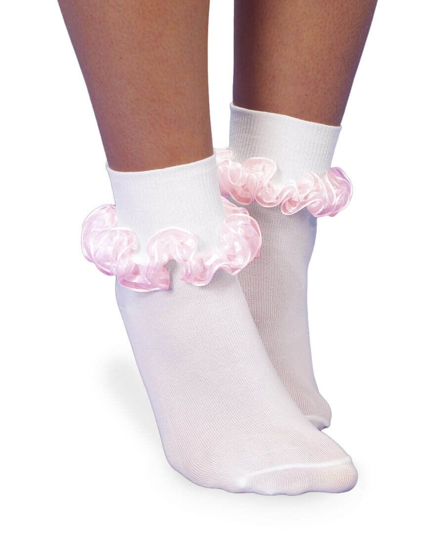 Jefferies Socks Smooth Toe Sheer Ribbon Tutu Lace Turn Cuff Socks