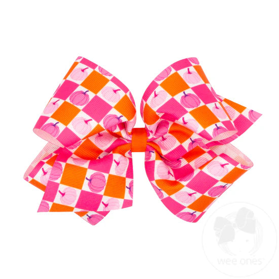 Pink Pumpkin King Halloween Bow