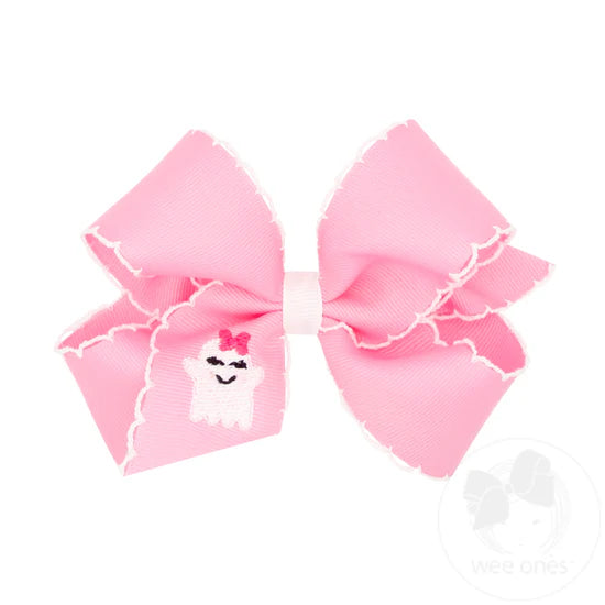 King Pink Ghost Halloween Bow