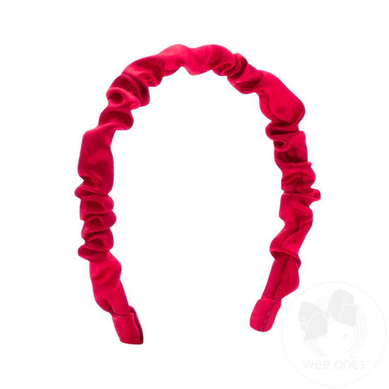 Ruffle Satin Headband Red