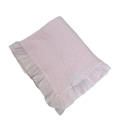 Stonewashed Puckered Blanket with Dotted Swiss Ruffle (2 color options)