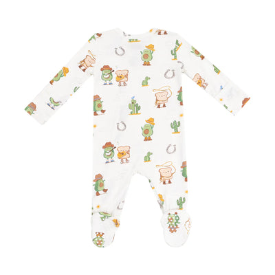 Avocado Toast Western 2 Way Zipper Footie