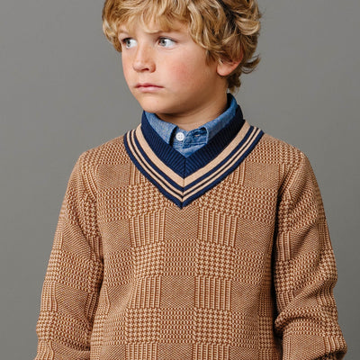Brown Glen Plaid Organic Intarsia Cricket Sweater