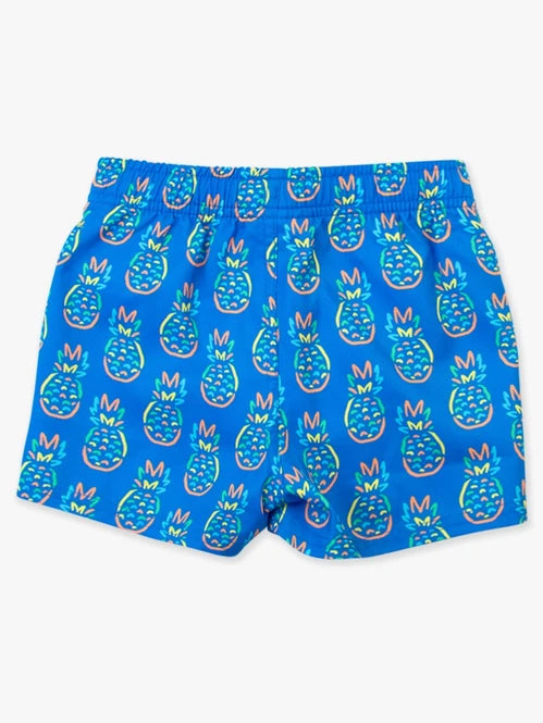 Neon Blue Pineapples Swim Trunks