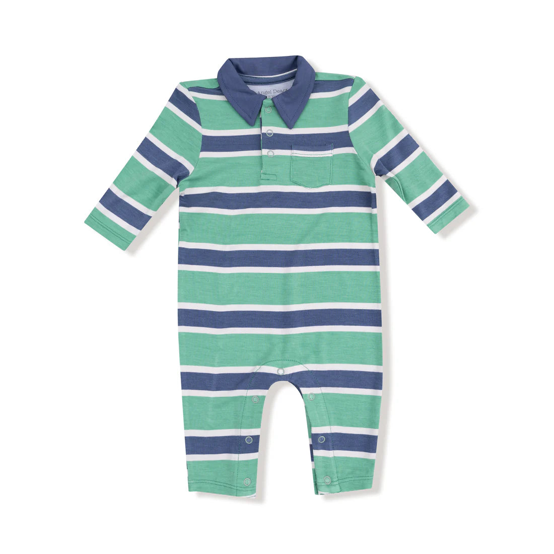 Rugby StripeGreen/Navy Polo Romper