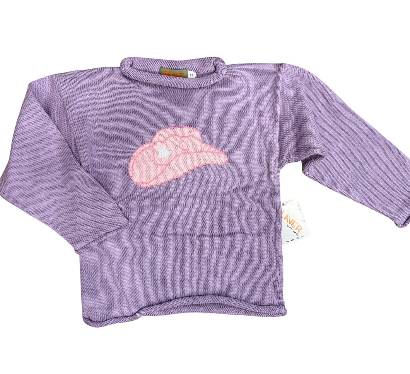 Lavender Cowgirl Hat Rollneck Sweater