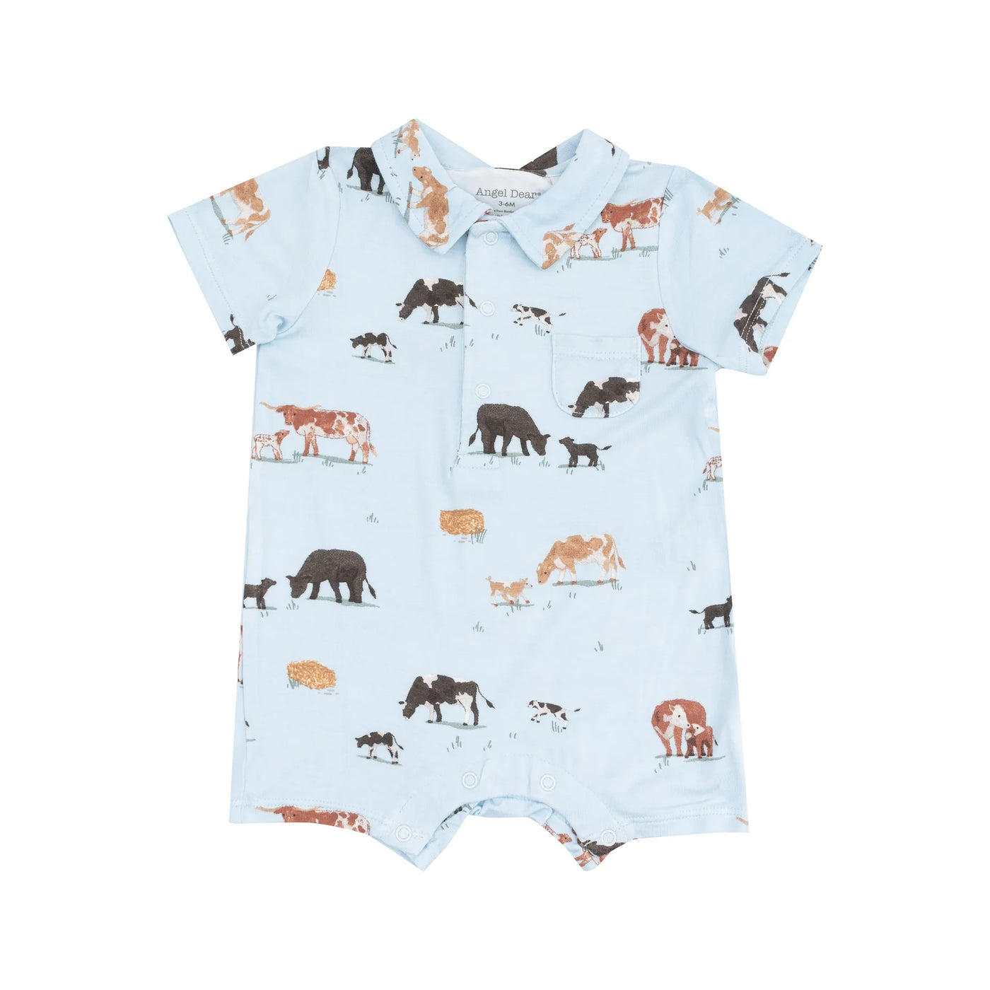 Cow Families- Blue Polo Shortie