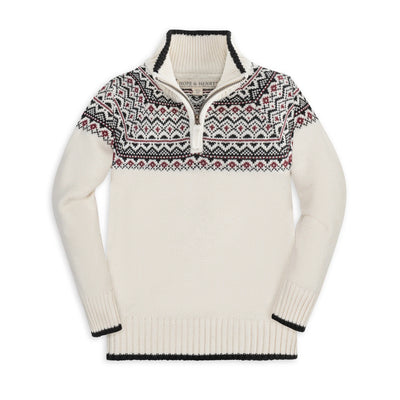 Ivory City Faire Isle Organic Half Zip Ski Sweater