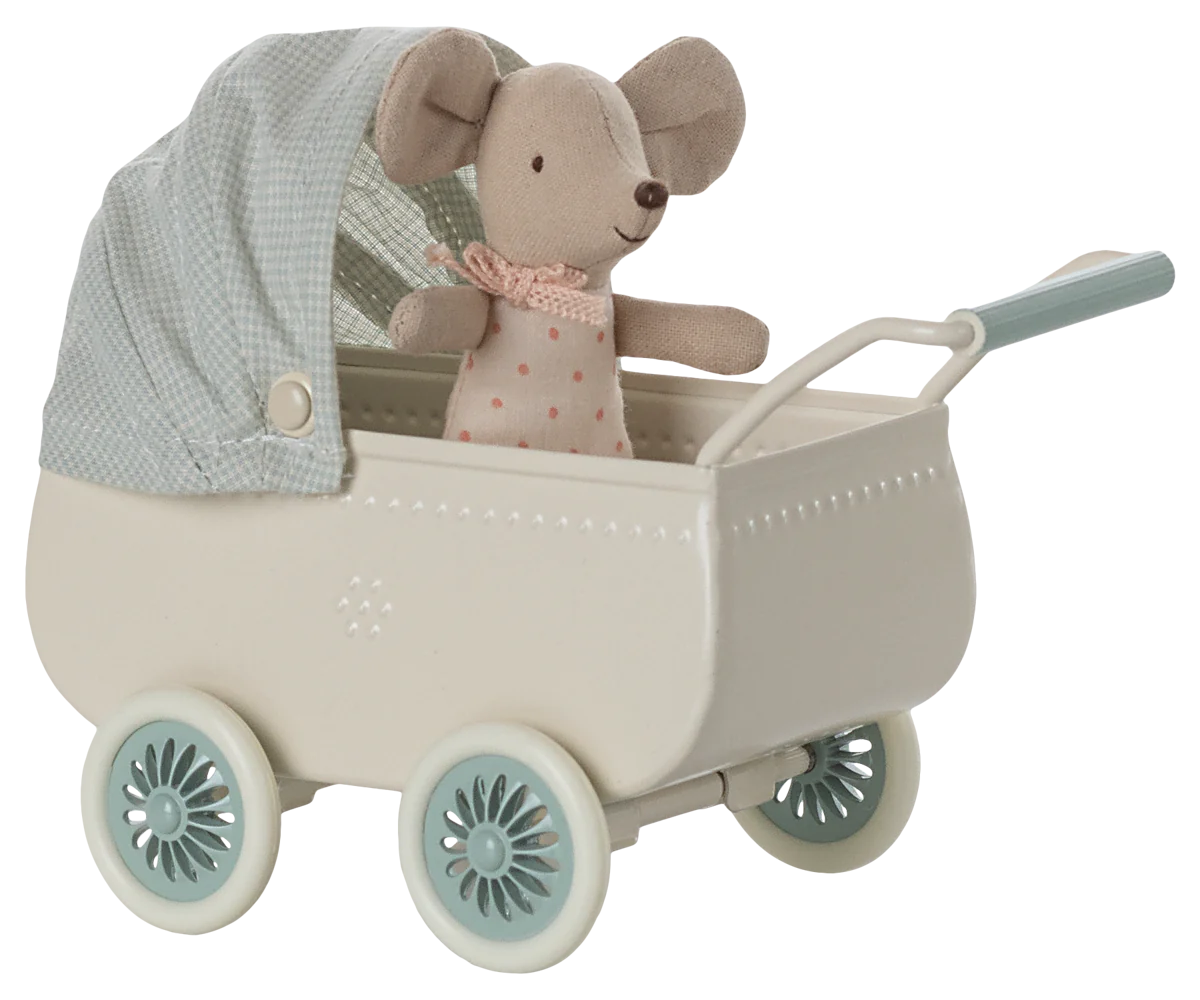 Mint Pram with Baby Mouse