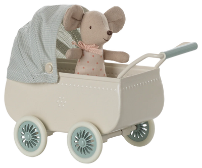 Mint Pram with Baby Mouse