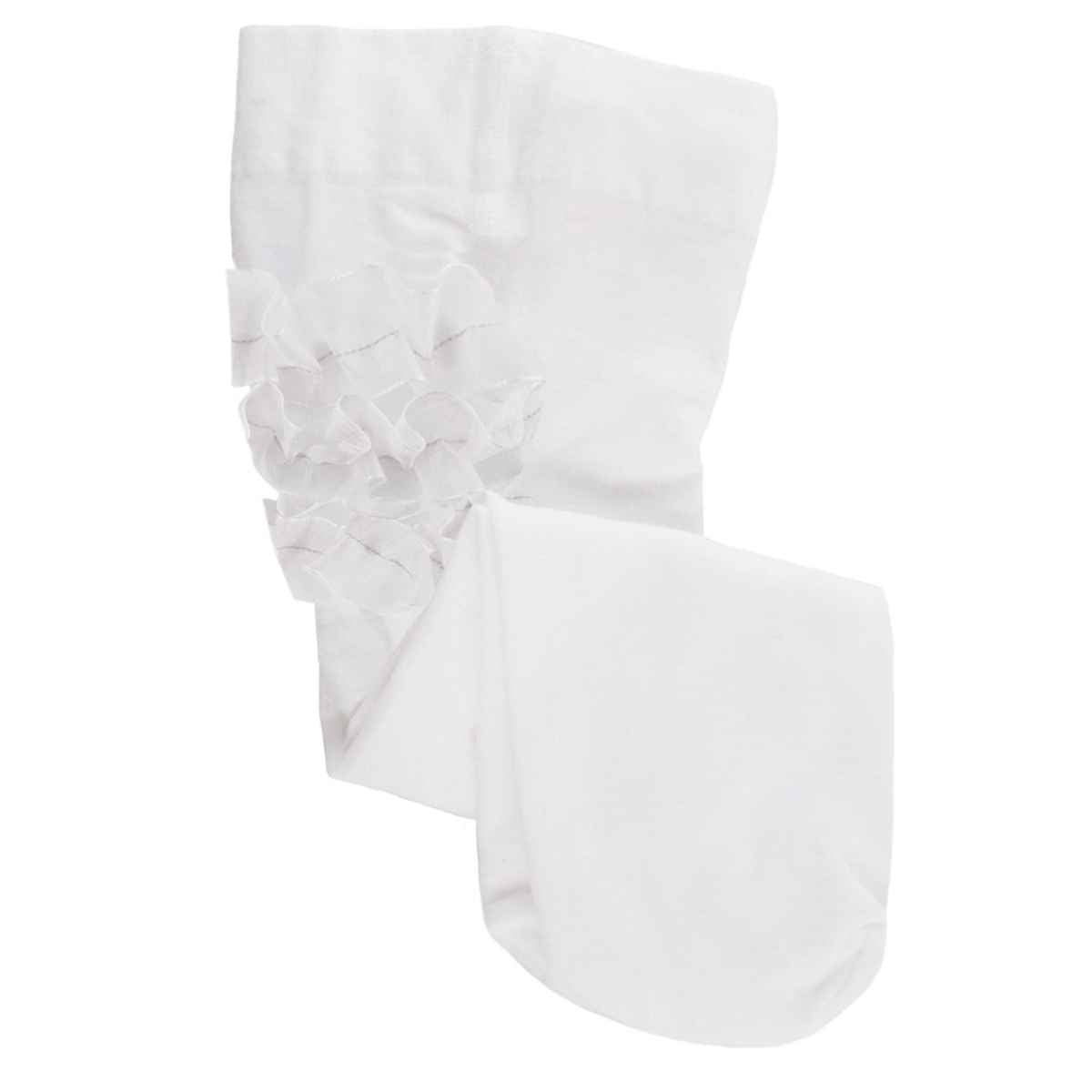 Infant White Ruffle Tights