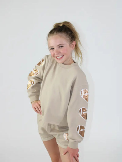 Football Heart Appliqué Sweatshirt