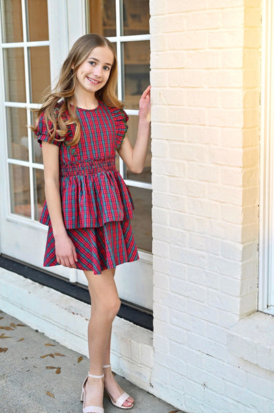 Tiered Red Plaid Dress