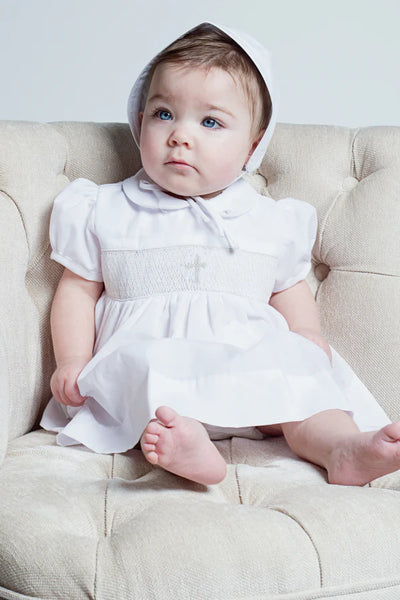 Smocked Cross Christening and Baptism Gown