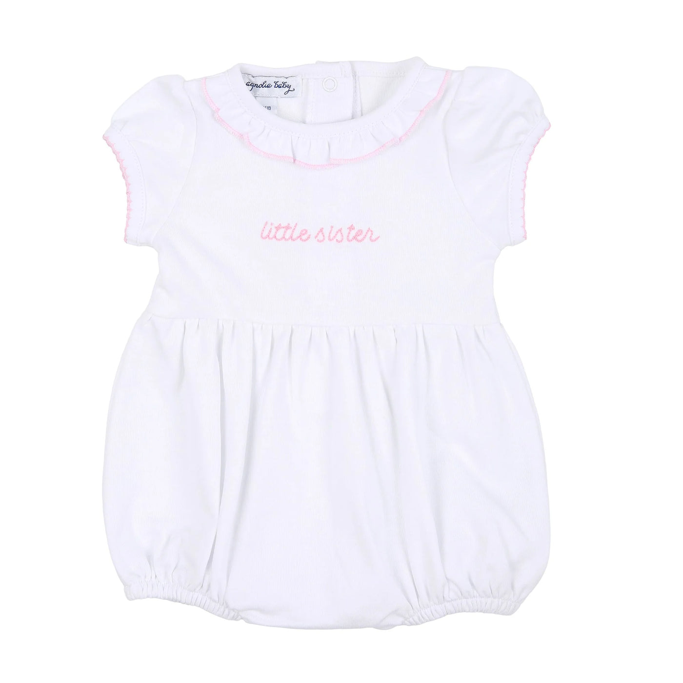 Pink Little Sister Embroidered Bubble